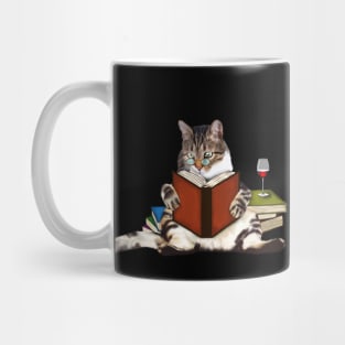Cat Reading Book, Funnny Cat Lover Mug